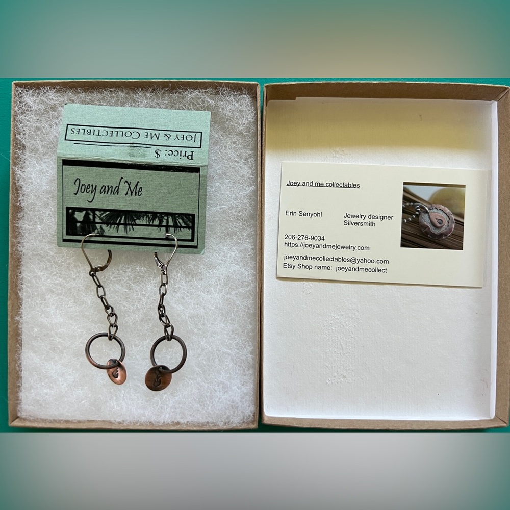 Joey and Me Copper and Oxidized Silver Dangle Earrings